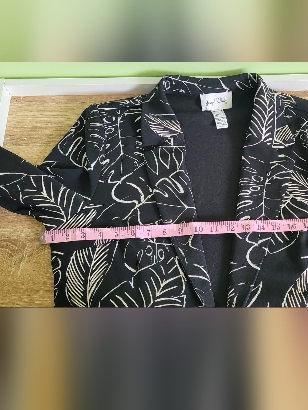 Joseph Ribkoff Open Blazer 14 Black And White Print Long Length Classic Elegant - Picture 6 of 6
